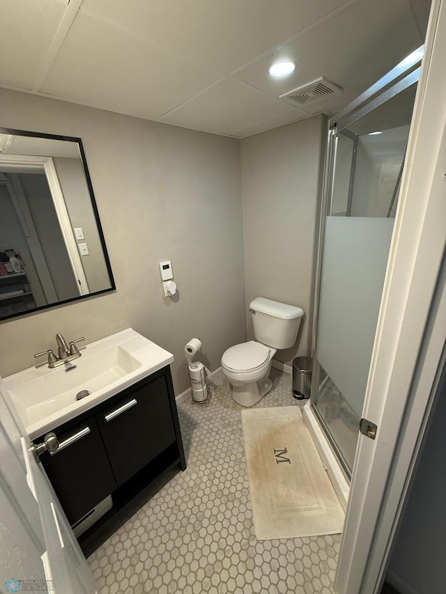 409 1st Ave E, Ada, MN 56510 - full bathroom with vanity, a shower stall, and recessed lighting