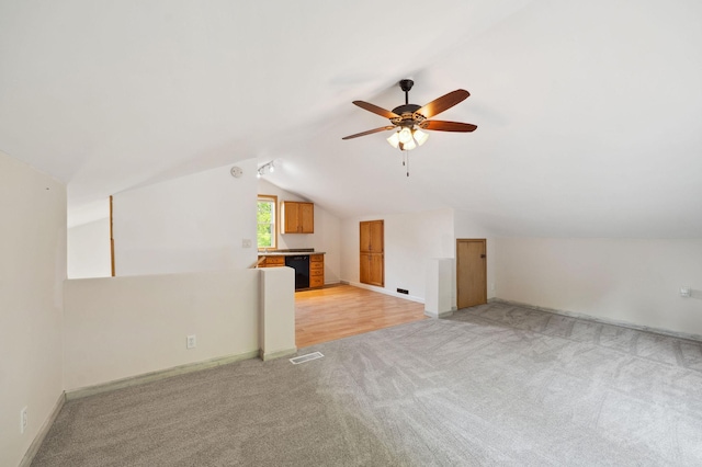 5578 Cloquet Rd, Midway Twp, MN 55810 - bonus room featuring light colored carpet, ceiling fan, and vaulted ceiling