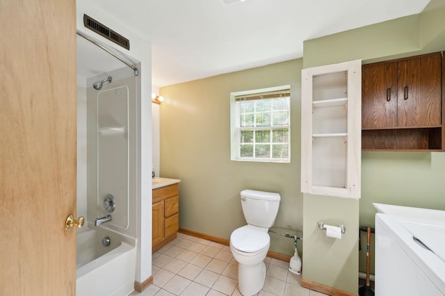 5578 Cloquet Rd, Midway Twp, MN 55810 - full bath with washer / clothes dryer, vanity, tile patterned flooring, and tub / shower combination