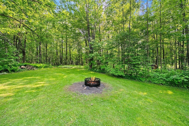 5578 Cloquet Rd, Midway Twp, MN 55810 - view of grassy yard featuring an outdoor fire pit