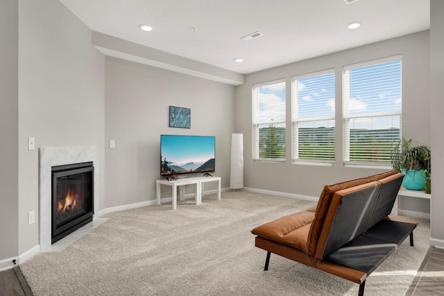 17983 Giants Way, Lakeville, MN 55044 - sitting room with carpet floors, a fireplace, and recessed lighting