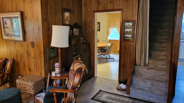 112 240th St N, Eglon Twp, MN 56549 - hall featuring wooden walls and carpet