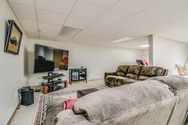 2607 Forest View Dr NE, Bemidji, MN 56601 - carpeted living room featuring baseboards and a drop ceiling