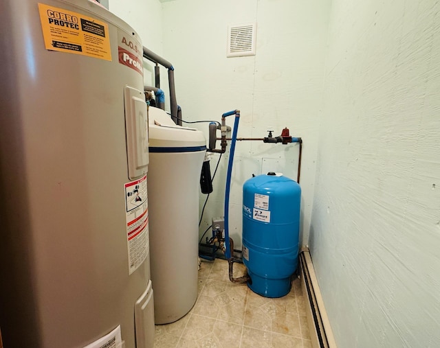 15127 Twilight Rd, Kathio Twp, MN 56359 - utility room with electric water heater and a baseboard heating unit