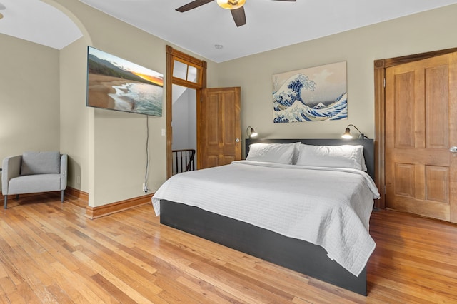 737 5th St E, Saint Paul, MN 55106 - bedroom featuring light wood-style flooring and ceiling fan