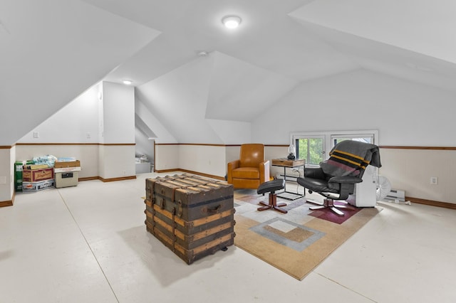 737 5th St E, Saint Paul, MN 55106 - sitting room featuring vaulted ceiling and finished concrete floors