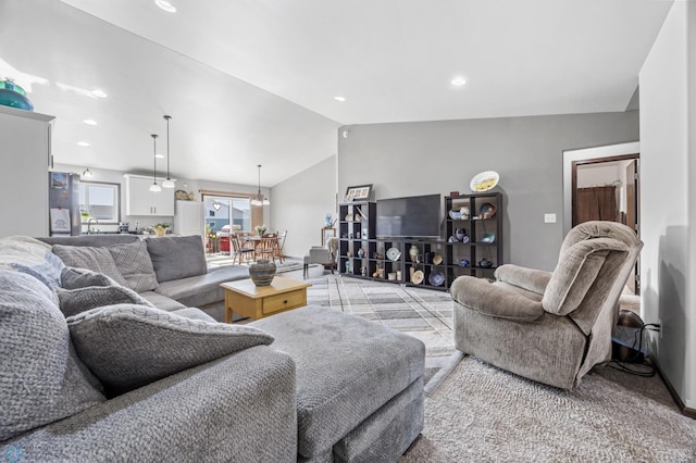 3364 27th St S, Moorhead, MN 56560 - living room featuring vaulted ceiling and recessed lighting