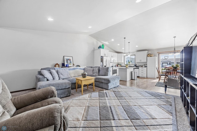3364 27th St S, Moorhead, MN 56560 - living area with lofted ceiling, recessed lighting, and light wood finished floors