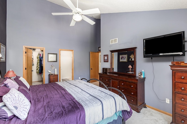 4426 Lakeshore Ter, Eagan, MN 55122 - carpeted bedroom with high vaulted ceiling, a spacious closet, ceiling fan, and a closet