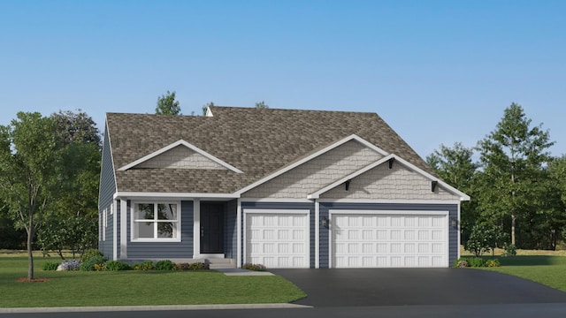 26639 8th St W, Zimmerman, MN 55398 - view of front of home with a shingled roof, an attached garage, driveway, and a front lawn