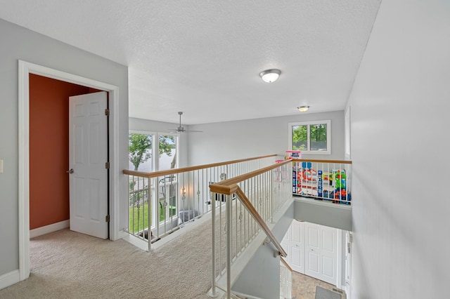 10460 Kismet Isle, Chisago Lake Twp, MN 55013 - corridor featuring an upstairs landing, carpet, and a textured ceiling