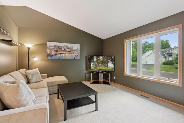 22087 Jasmine Way, Rogers, MN 55374 - living room featuring carpet floors and lofted ceiling