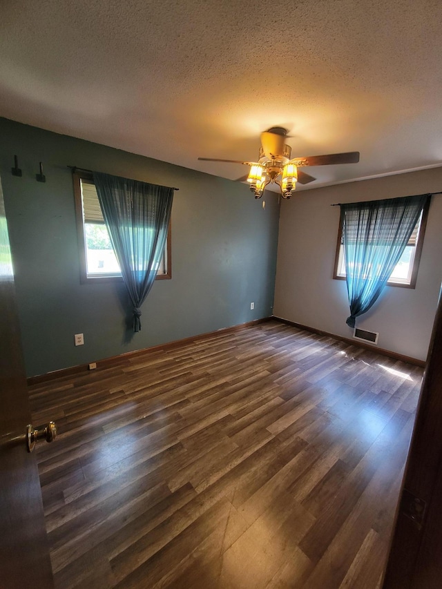 3938 191st Ave NE, Wyoming, MN 55092 - spare room featuring plenty of natural light, ceiling fan, wood finished floors, and a textured ceiling