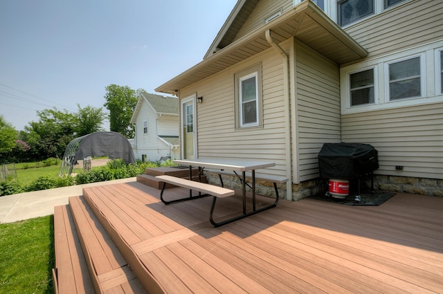 544 7th St, Red Wing, MN 55066 - wooden deck featuring outdoor dining area