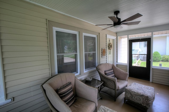 544 7th St, Red Wing, MN 55066 - sunroom / solarium featuring a ceiling fan and plenty of natural light
