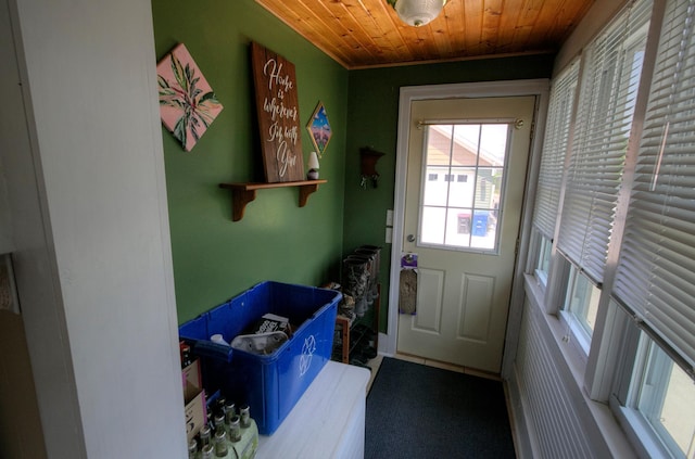 544 7th St, Red Wing, MN 55066 - doorway featuring wood ceiling and crown molding