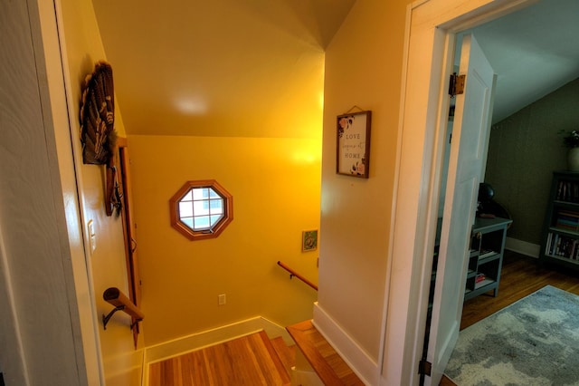 544 7th St, Red Wing, MN 55066 - stairs featuring wood finished floors and baseboards