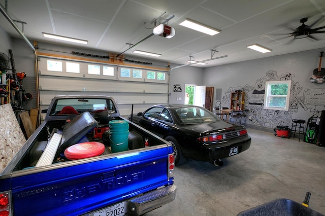 544 7th St, Red Wing, MN 55066 - garage with a garage door opener and a ceiling fan