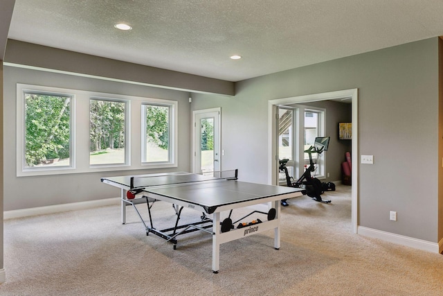 3365 Osgood Way N, Baytown Twp, MN 55082 - rec room featuring carpet floors, a textured ceiling, and recessed lighting