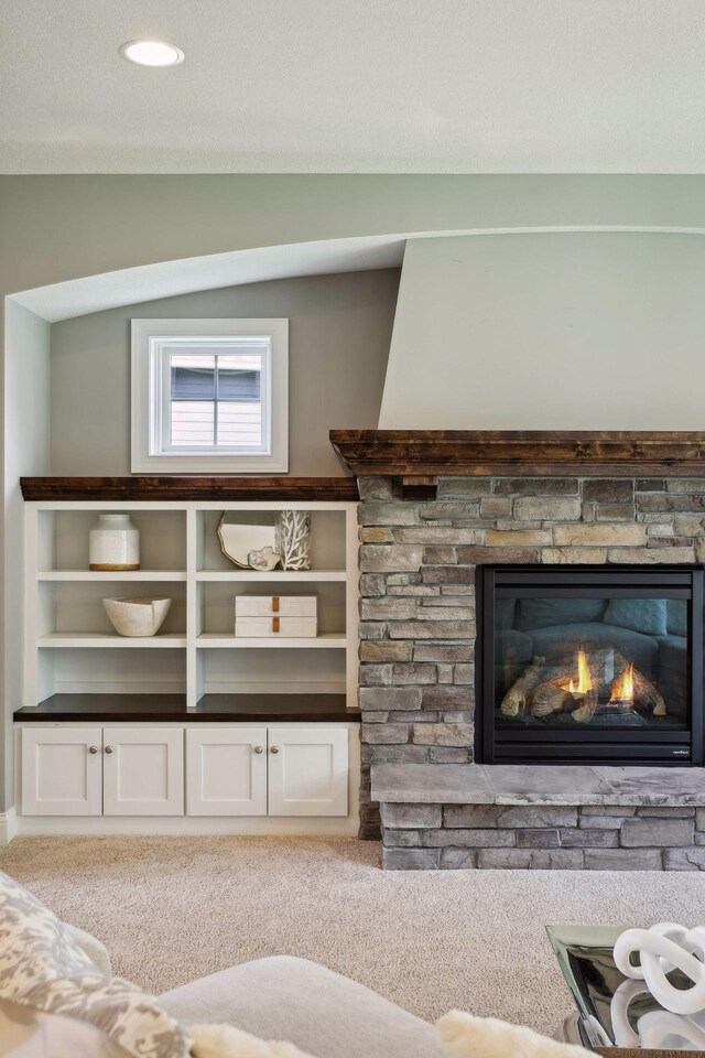 3365 Osgood Way N, Baytown Twp, MN 55082 - living area with a fireplace and light colored carpet