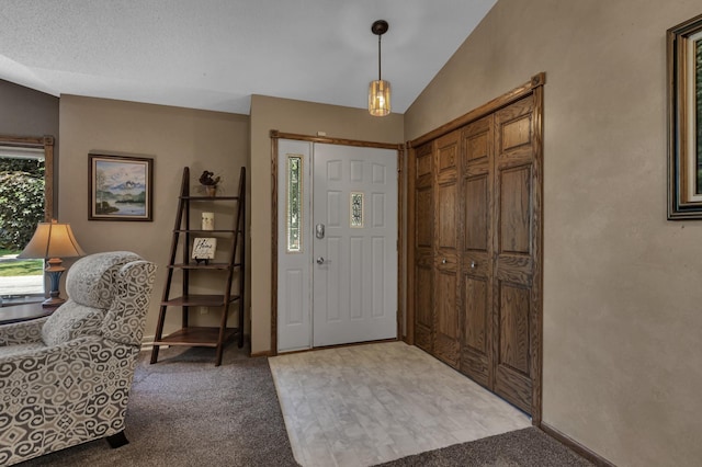 1213 4 1/2 Ave N, Sauk Rapids, MN 56379 - foyer entrance with carpet floors and vaulted ceiling