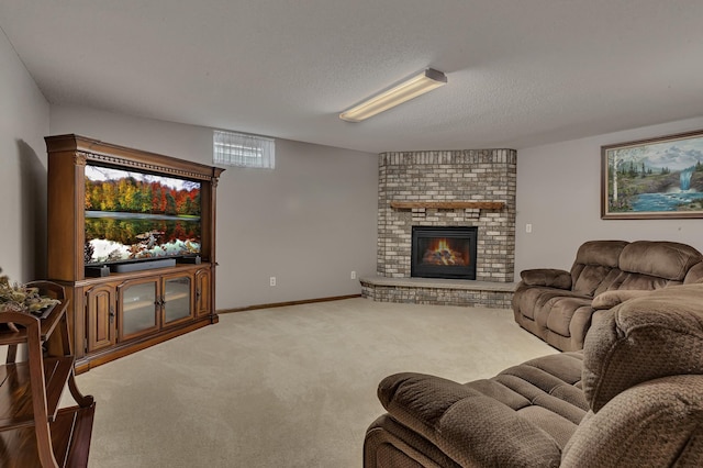 1213 4 1/2 Ave N, Sauk Rapids, MN 56379 - carpeted living area featuring a fireplace and a textured ceiling