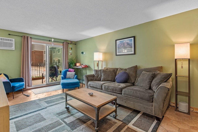 333 8th St SE Unit 120, Minneapolis, MN 55414 - living area with a textured ceiling and a wall mounted AC