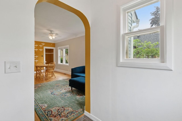 5321 39th Ave S, Minneapolis, MN 55417 - corridor with arched walkways and wood finished floors