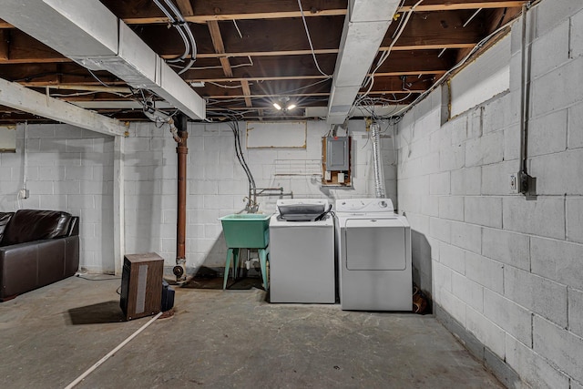 1519 Roosevelt Rd, Saint Cloud, MN 56301 - unfinished below grade area with washer and dryer and electric panel