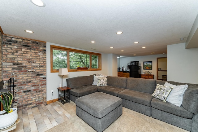 25 Conway Ct SE, Rochester Twp, MN 55904 - living room featuring a textured ceiling, wood finished floors, and recessed lighting