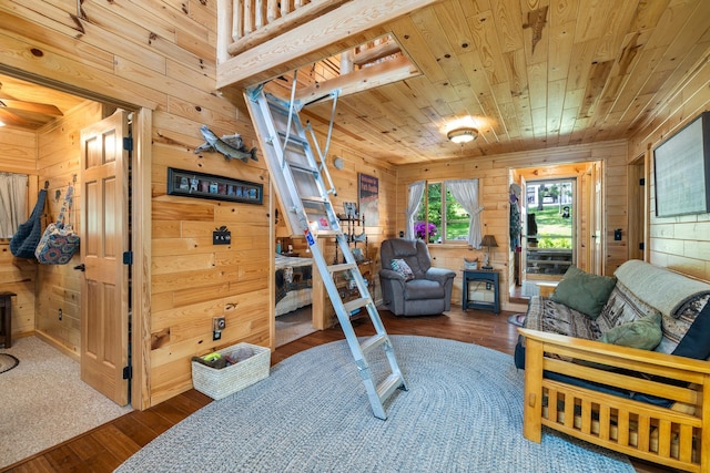 14292 Chippewa Loop, Park Rapids, MN 56470 - bedroom featuring wood walls, wood ceiling, and hardwood / wood-style flooring