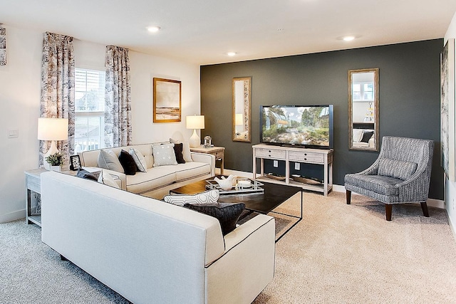 6728 Hinterland Trl S, Cottage Grove, MN 55016 - living room featuring carpet flooring and recessed lighting