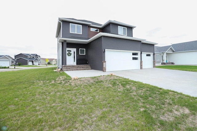 1326 Commander Dr W, West Fargo, ND 58078 - view of front of house featuring an attached garage, a front lawn, and concrete driveway