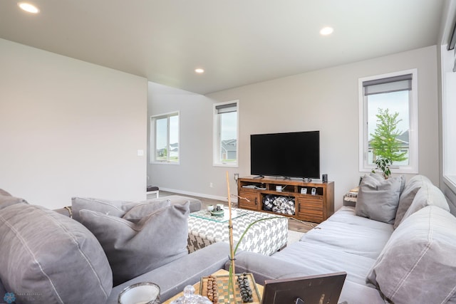 1326 Commander Dr W, West Fargo, ND 58078 - living room featuring recessed lighting and wood finished floors
