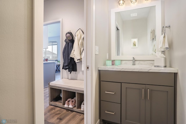 1326 Commander Dr W, West Fargo, ND 58078 - bathroom featuring vanity and wood finished floors
