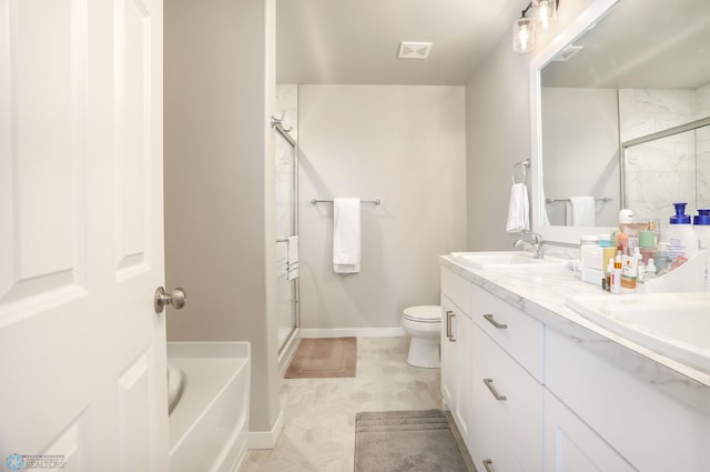 1326 Commander Dr W, West Fargo, ND 58078 - full bathroom featuring a stall shower, double vanity, and a tub to relax in
