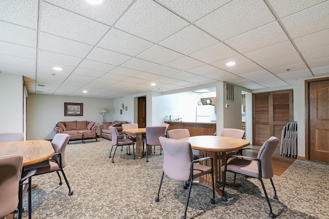 3801 98th St Unit 108, Bloomington, MN 55431 - dining space with light carpet, a paneled ceiling, and recessed lighting
