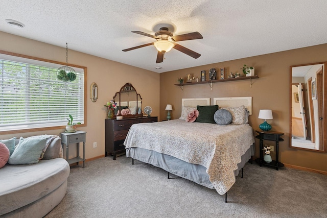 8547 Grove Cir, Shakopee, MN 55379 - carpeted bedroom with a ceiling fan and a textured ceiling