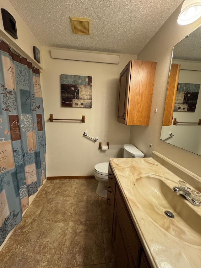 1572 County Road 4, Island Lake Twp, MN 56157 - bathroom featuring a textured ceiling, vanity, and a shower with shower curtain