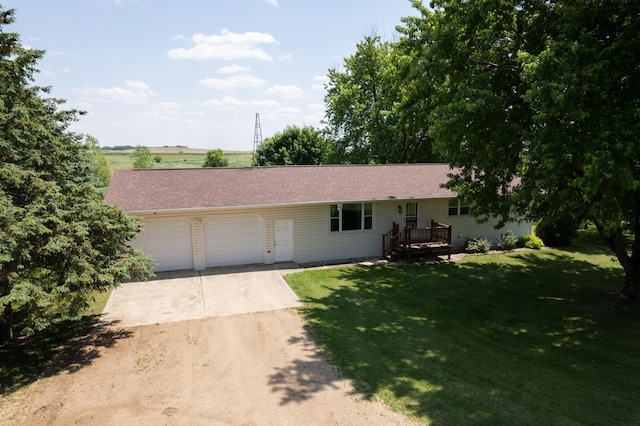 1572 County Road 4, Island Lake Twp, MN 56157 - ranch-style house with an attached garage, driveway, a front yard, and a shingled roof