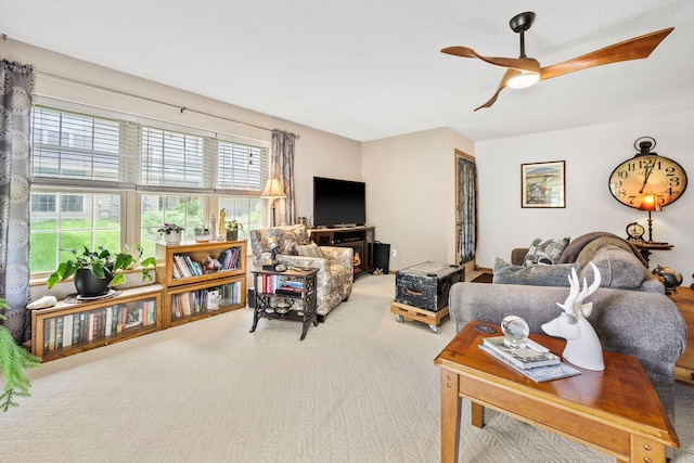 119 Morningside Dr NE, Hutchinson, MN 55350 - living room featuring a ceiling fan and carpet