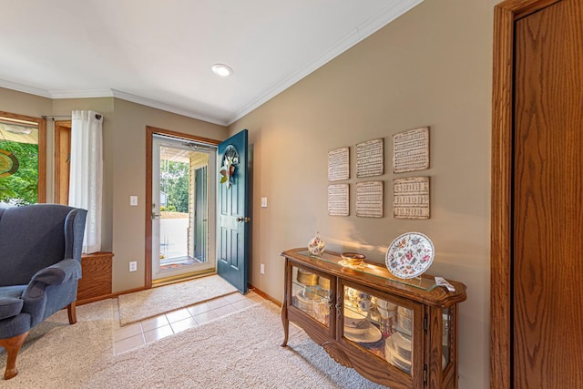 4820 Echo Ct, Faribault, MN 55021 - entrance foyer with crown molding, light tile patterned floors, and recessed lighting