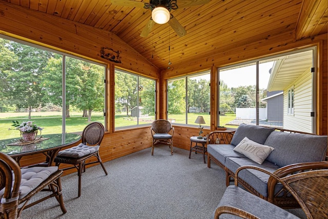 4820 Echo Ct, Faribault, MN 55021 - sunroom with a ceiling fan, vaulted ceiling, and plenty of natural light