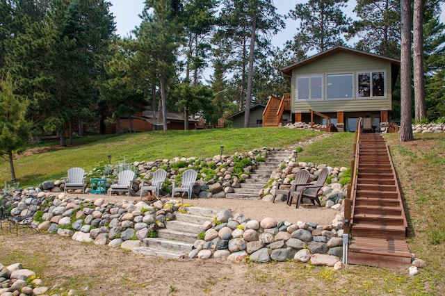 36945 Delta Bay Rd, Pine River, MN 56474 - view of grassy yard with stairs