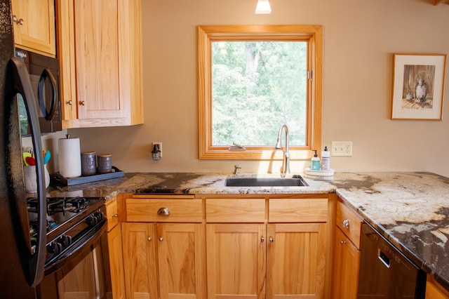36945 Delta Bay Rd, Pine River, MN 56474 - kitchen with black appliances and stone counters