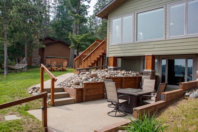36945 Delta Bay Rd, Pine River, MN 56474 - view of patio / terrace featuring stairs and a fire pit