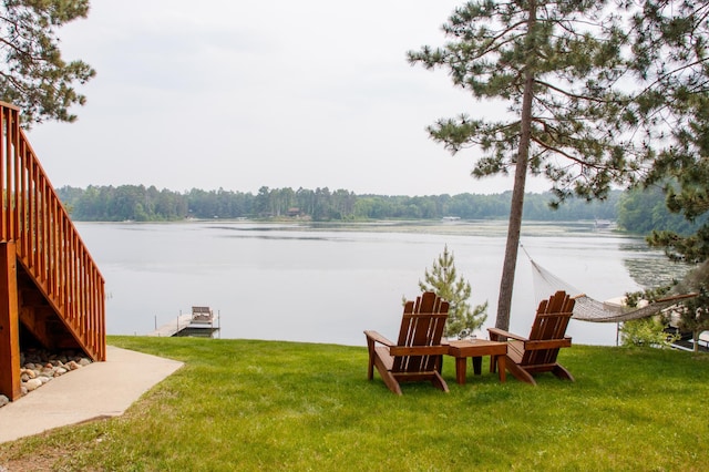 36945 Delta Bay Rd, Pine River, MN 56474 - view of grassy yard featuring a water view and a boat dock