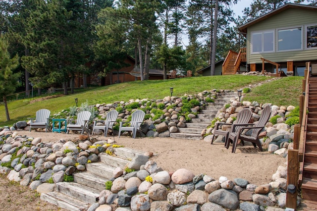 36945 Delta Bay Rd, Pine River, MN 56474 - view of green lawn featuring stairs