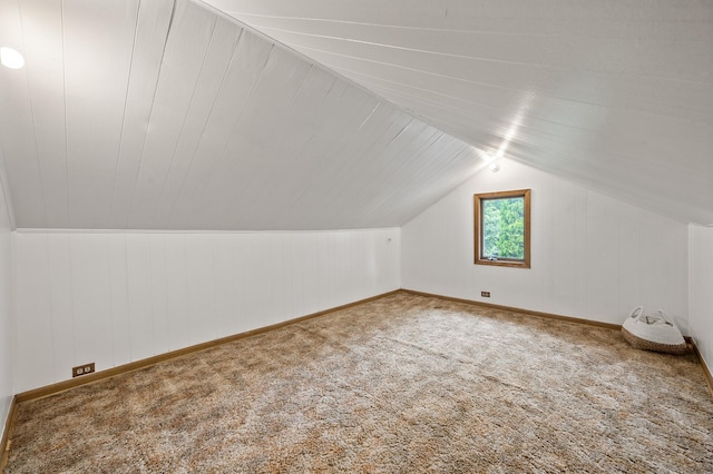 3521 26th St, Minneapolis, MN 55406 - additional living space with carpet floors, vaulted ceiling, and wooden walls