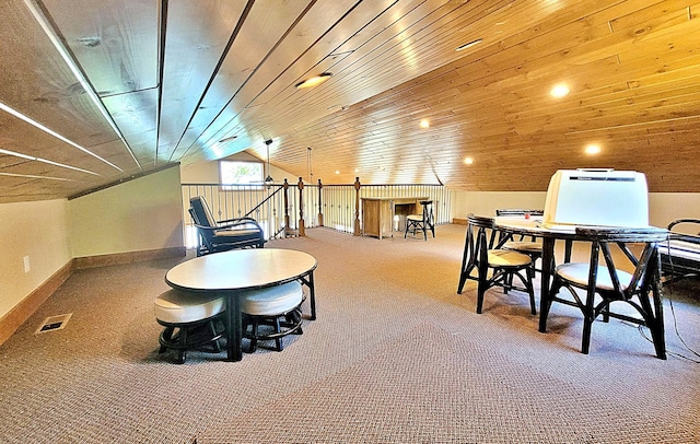45207 281st Ln, Aitkin, MN 56431 - playroom featuring carpet flooring and lofted ceiling